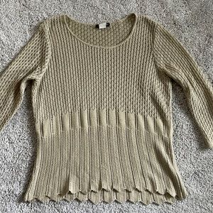 🌟 5/$20 Jason Maxwell Tan Knitted Blouse W/ 3/4 Sleeves